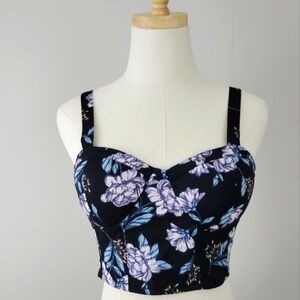 B.O.G Collective Floral Black Crop Top
